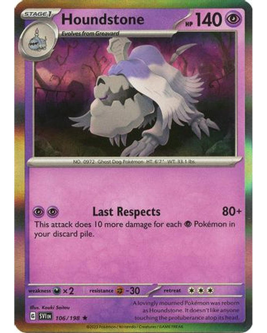 Houndstone 106/198  - Reverse Holofoil SV01 Scarlet & Violet Base Set - Rare