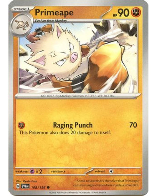 Primeape 108/198  - Reverse Holofoil SV01 Scarlet & Violet Base Set - Common