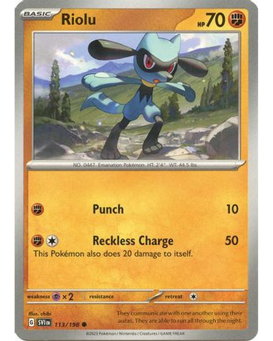 Riolu 113/198  - Reverse Holofoil SV01 Scarlet & Violet Base Set - Common