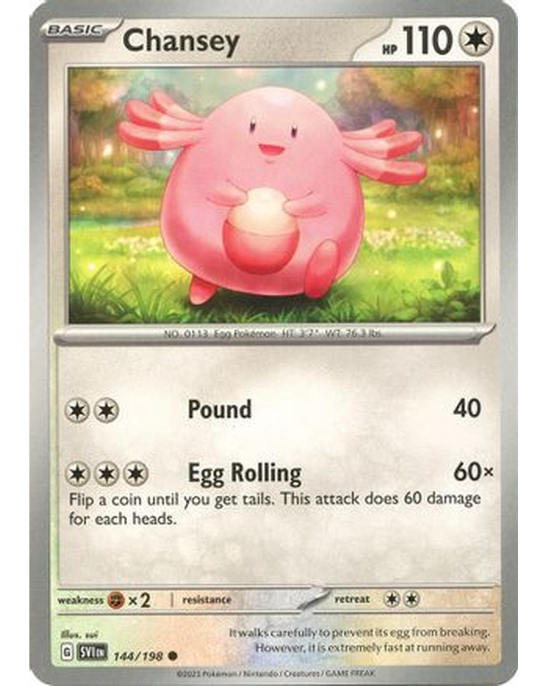 Chansey 144/198  - Reverse Holofoil SV01 Scarlet & Violet Base Set - Common
