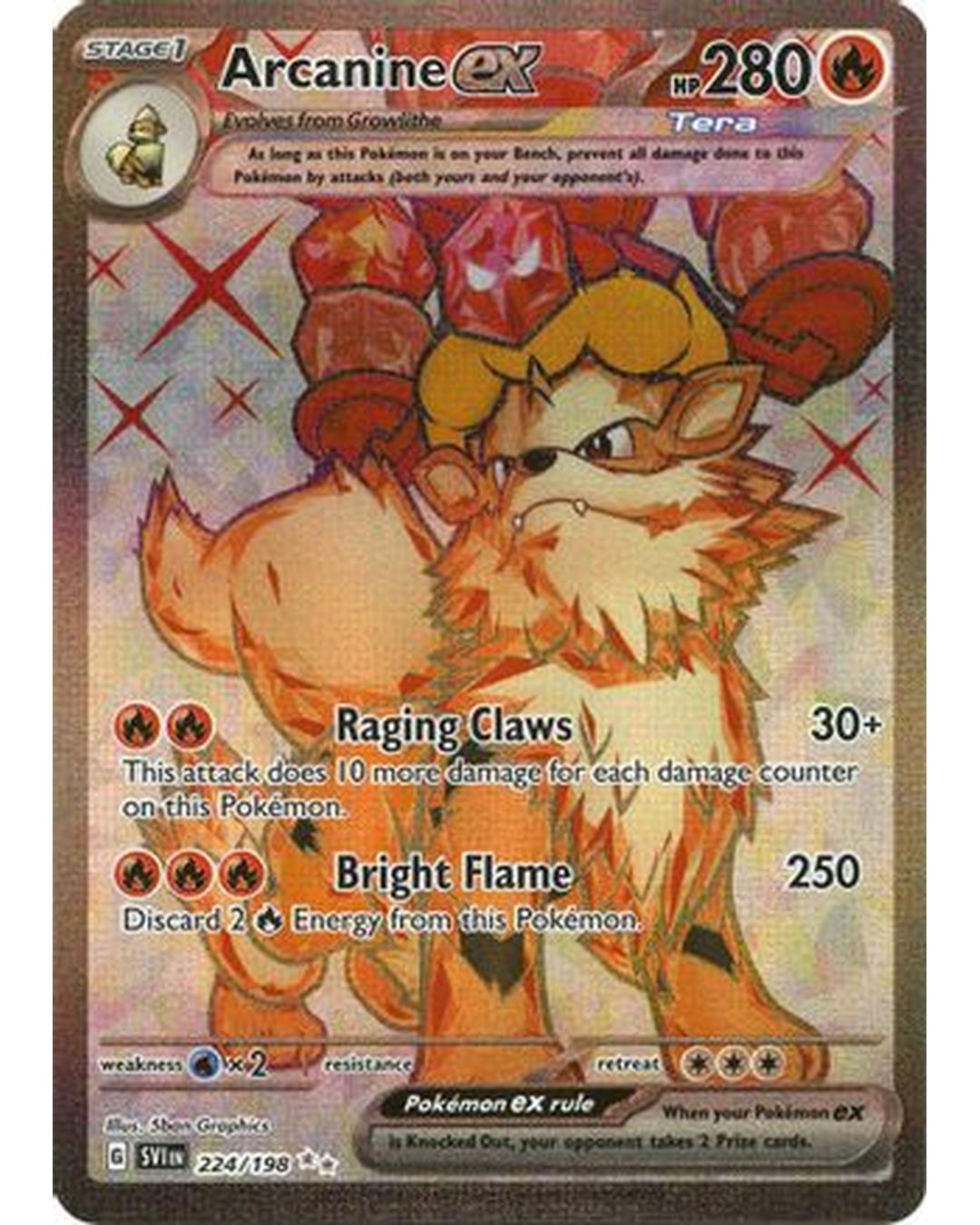 Arcanine ex 224/198  - Holofoil SV01 Scarlet & Violet Base Set - Ultra Rare