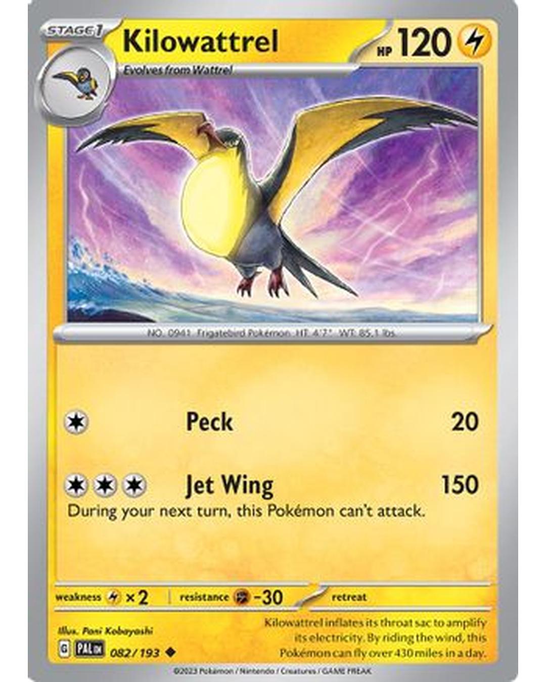 Kilowattrel 082/193  - Reverse Holofoil SV02 Paldea Evolved - Uncommon