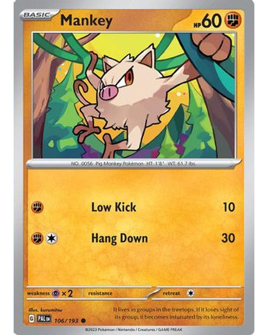 Mankey 106/193  - Reverse Holofoil SV02 Paldea Evolved - Common