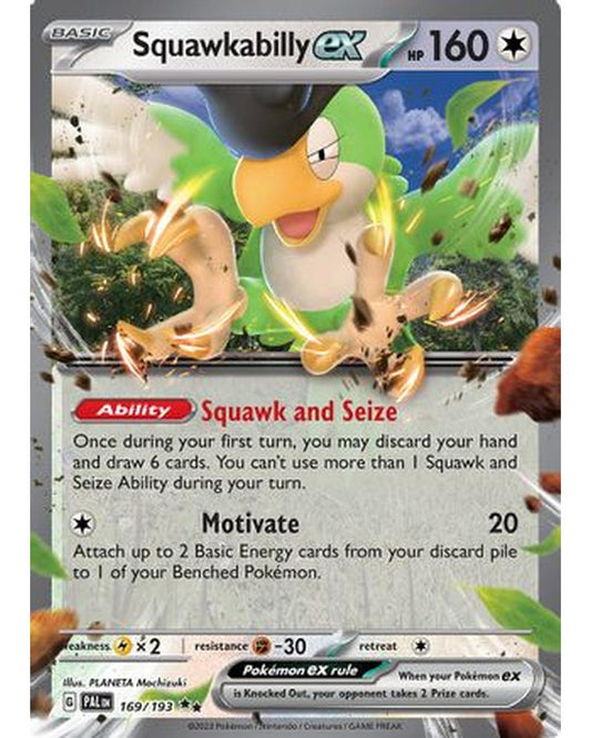 Squawkabilly ex 169/193  - Holofoil SV02 Paldea Evolved - Double Rare