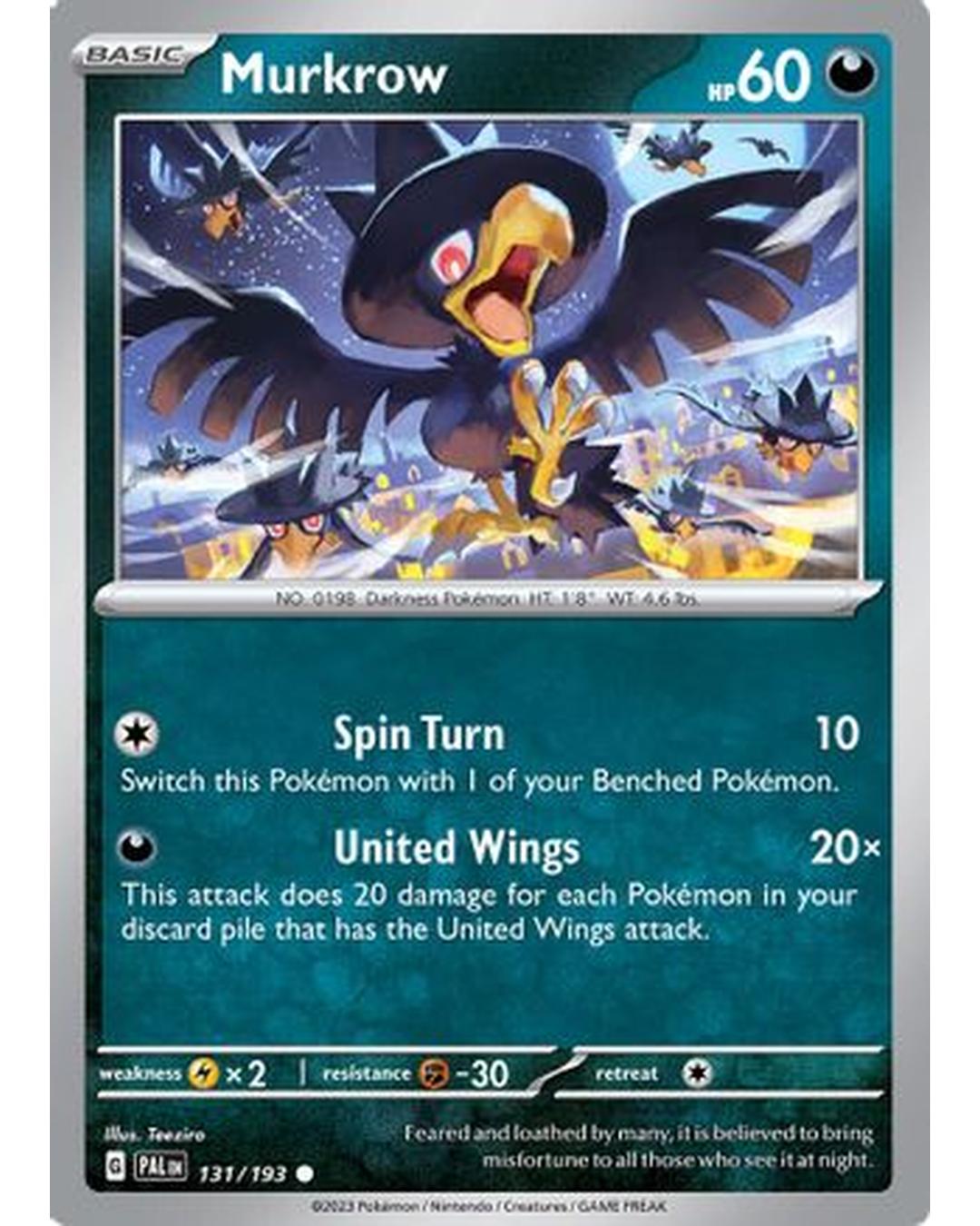 Murkrow 131/193  - Reverse Holofoil SV02 Paldea Evolved - Common