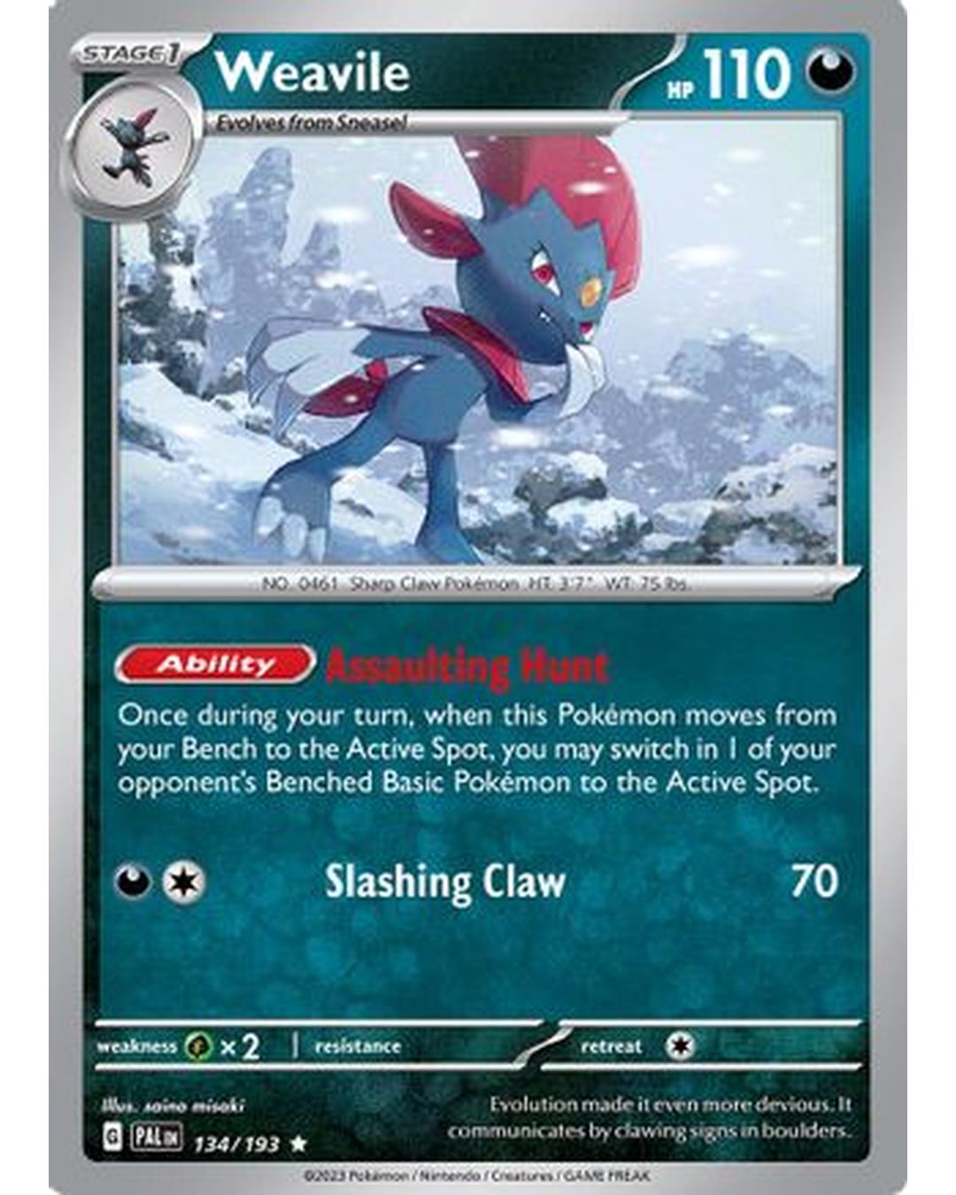 Weavile 134/193  - Reverse Holofoil SV02 Paldea Evolved - Rare