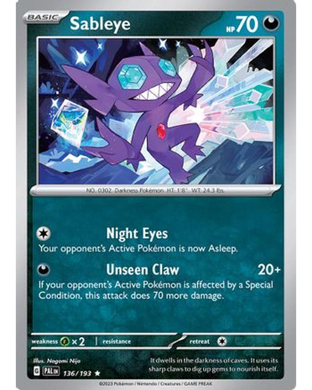 Sableye 136/193  - Reverse Holofoil SV02 Paldea Evolved - Rare