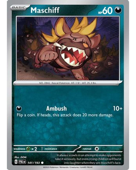 Maschiff 141/193  - Reverse Holofoil SV02 Paldea Evolved - Common