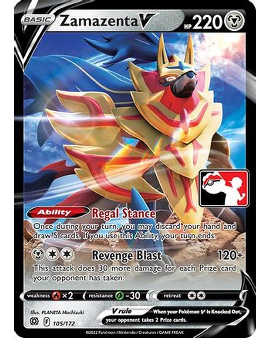Zamazenta V 105/172  - Holofoil Prize Pack Series Cards - Ultra Rare