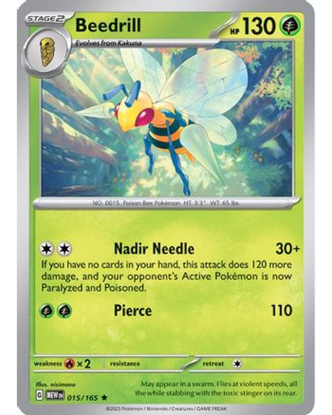 Beedrill 015/165  - Reverse Holofoil SV Scarlet & Violet 151 - Rare