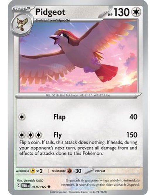 Pidgeot 018/165  SV Scarlet & Violet 151 - Uncommon