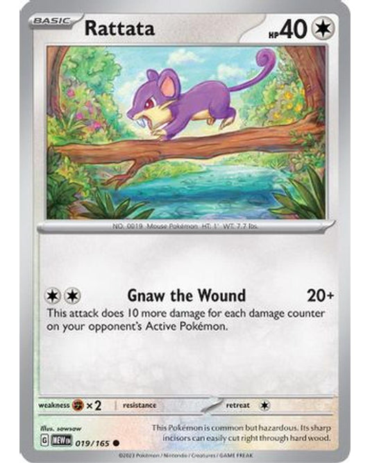 Rattata 019/165  - Reverse Holofoil SV Scarlet & Violet 151 - Common
