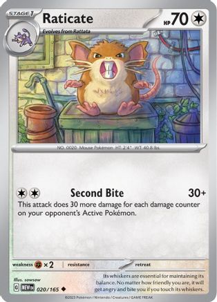Raticate 020/165  - Reverse Holofoil SV Scarlet & Violet 151 - Uncommon