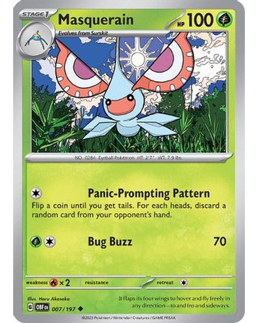 Masquerain 007/197  - Reverse Holofoil SV03 Obsidian Flames - Uncommon