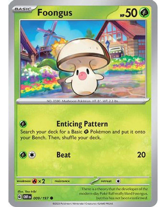 Foongus 009/197  - Reverse Holofoil SV03 Obsidian Flames - Common