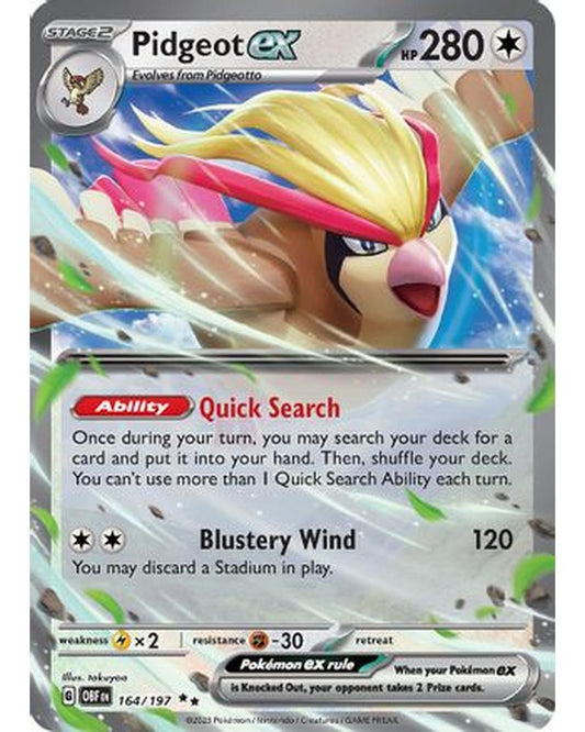 Pidgeot ex 164/197  - Holofoil SV03 Obsidian Flames - Double Rare