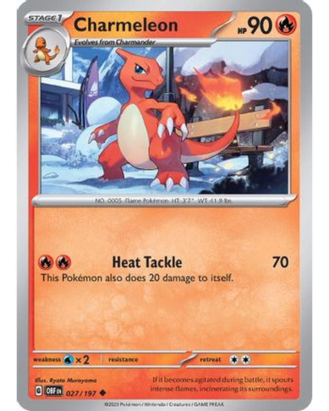 Charmeleon 027/197  - Reverse Holofoil SV03 Obsidian Flames - Uncommon
