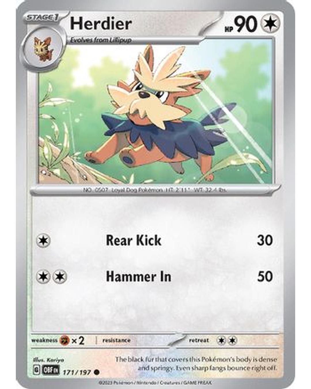 Herdier 171/197  SV03 Obsidian Flames - Common