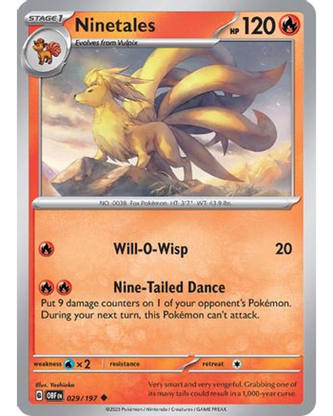 Ninetales 029/197  - Reverse Holofoil SV03 Obsidian Flames - Uncommon