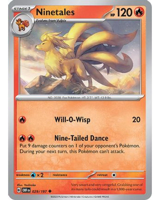 Ninetales 029/197  - Reverse Holofoil SV03 Obsidian Flames - Uncommon