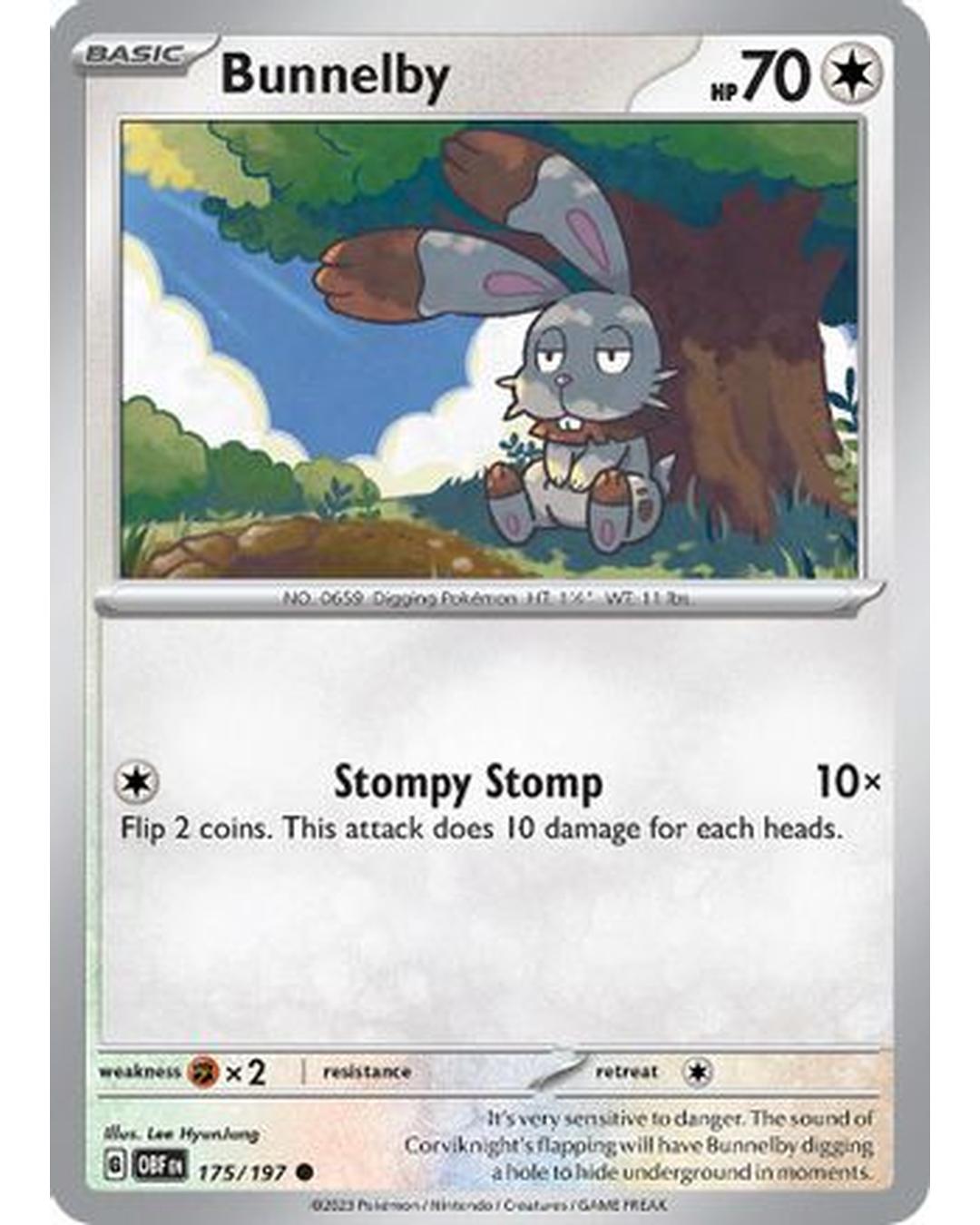 Bunnelby 175/197  - Reverse Holofoil SV03 Obsidian Flames - Common