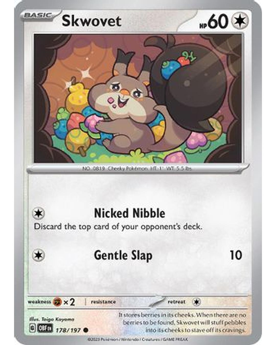 Skwovet 178/197  - Reverse Holofoil SV03 Obsidian Flames - Common