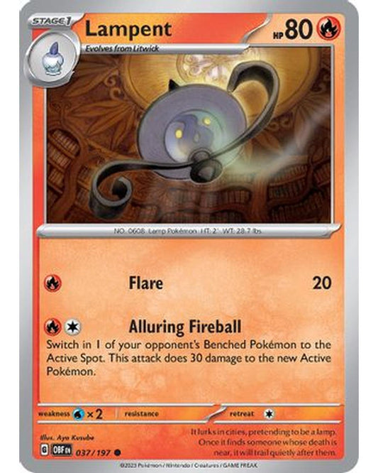 Lampent 037/197  - Reverse Holofoil SV03 Obsidian Flames - Common