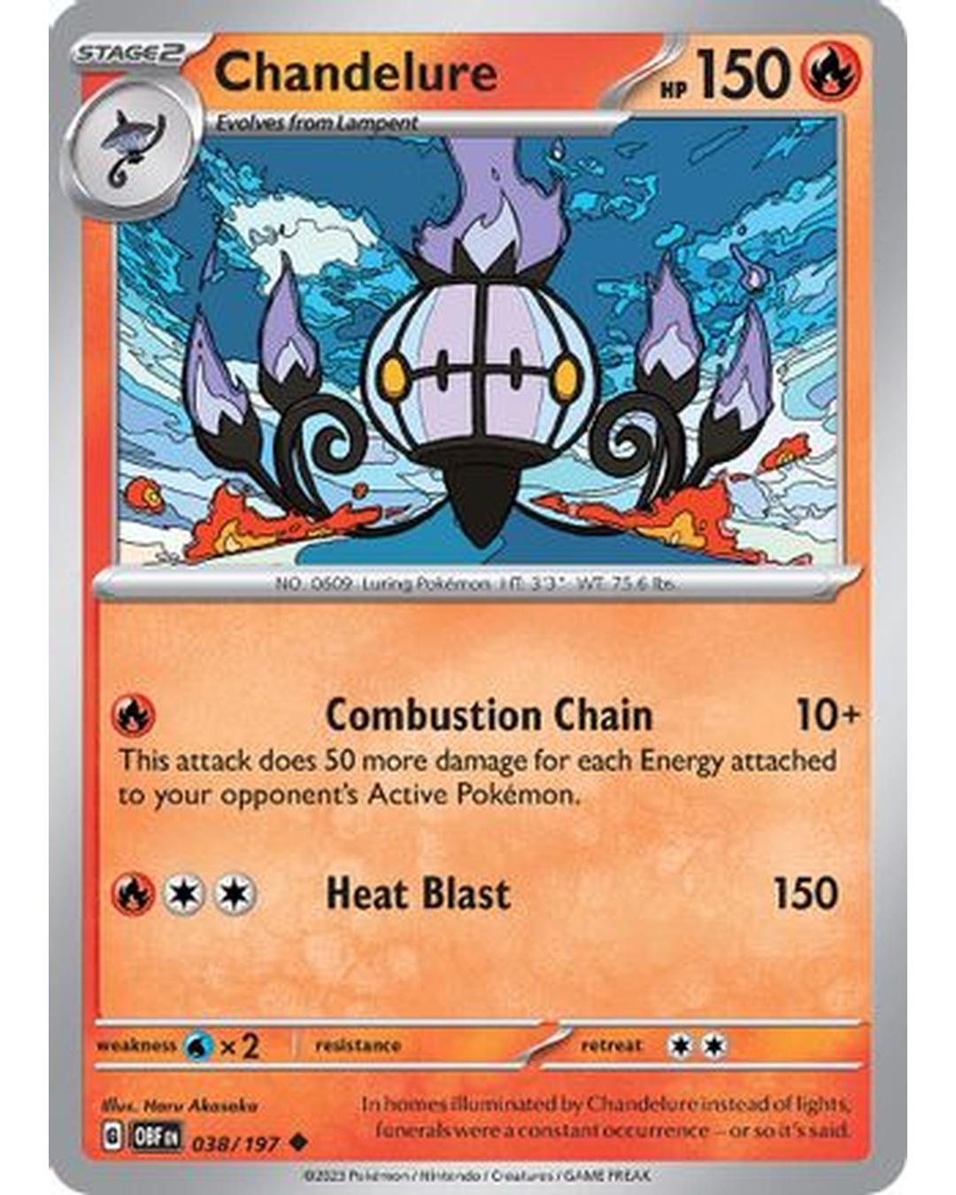 Chandelure 038/197  - Reverse Holofoil SV03 Obsidian Flames - Uncommon