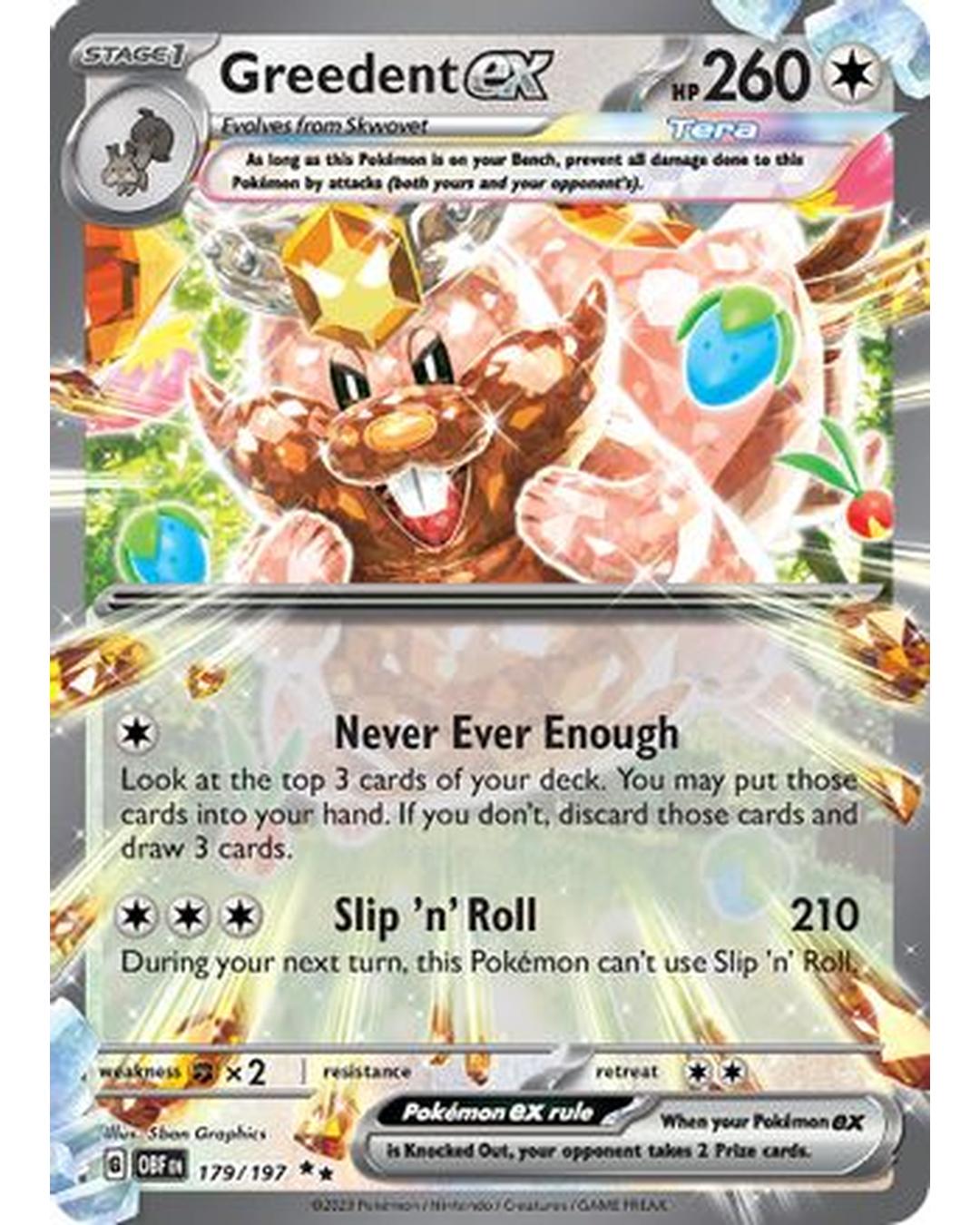 Greedent ex 179/197  - Holofoil SV03 Obsidian Flames - Double Rare