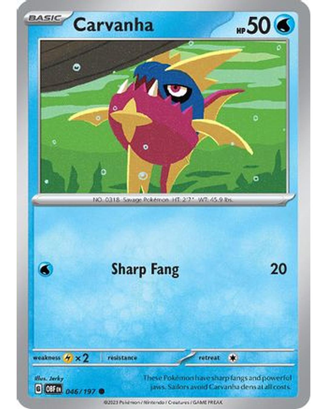 Carvanha 046/197  SV03 Obsidian Flames - Common