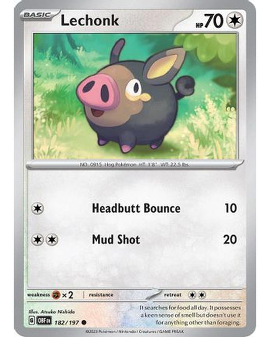 Lechonk 182/197  - Reverse Holofoil SV03 Obsidian Flames - Common