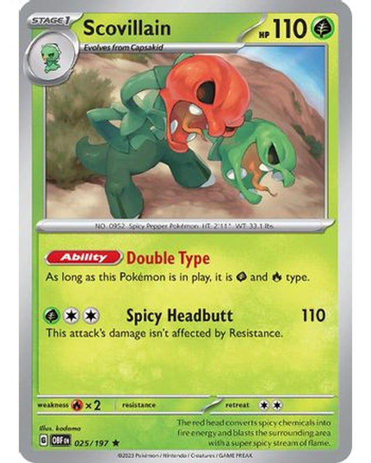 Scovillain 025/197  - Reverse Holofoil SV03 Obsidian Flames - Rare