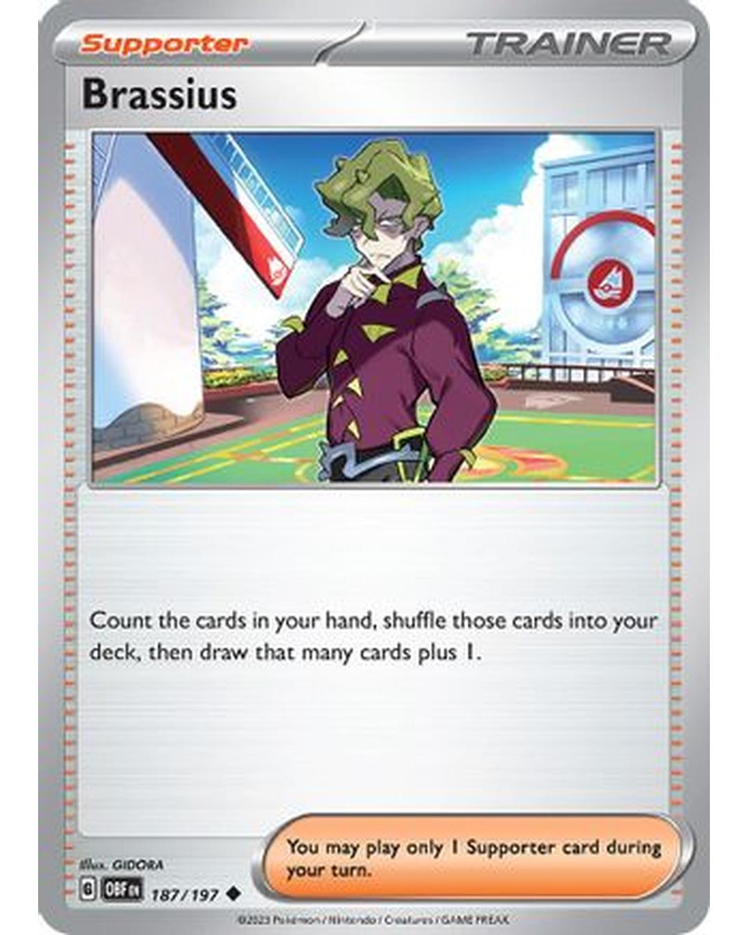 Brassius 187/197  - Reverse Holofoil SV03 Obsidian Flames - Uncommon