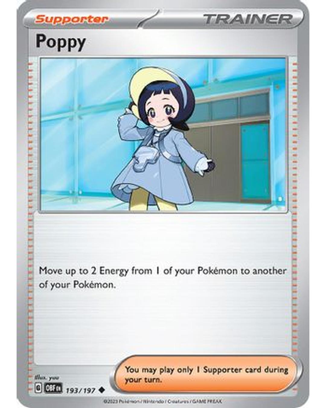 Poppy 193/197  - Reverse Holofoil SV03 Obsidian Flames - Uncommon