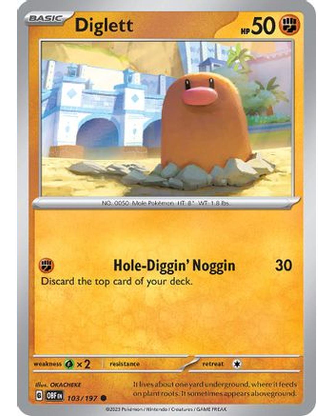 Diglett 103/197  - Reverse Holofoil SV03 Obsidian Flames - Common