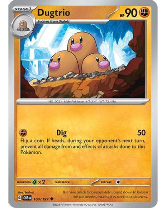 Dugtrio 104/197  SV03 Obsidian Flames - Uncommon