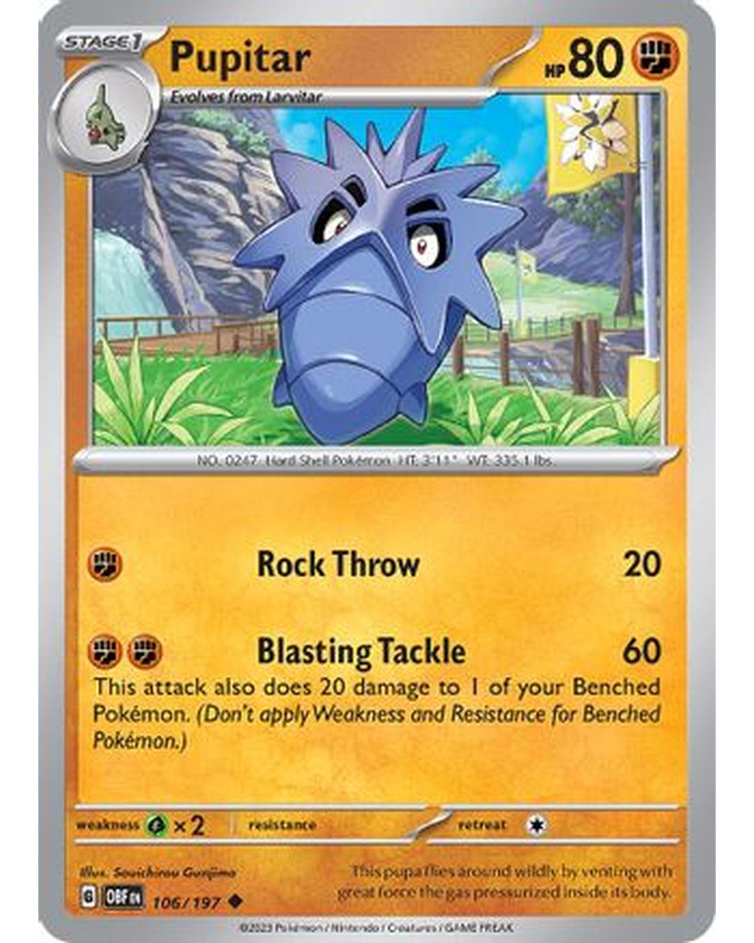 Pupitar 106/197  SV03 Obsidian Flames - Uncommon