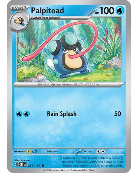 Palpitoad 051/197  - Reverse Holofoil SV03 Obsidian Flames - Common