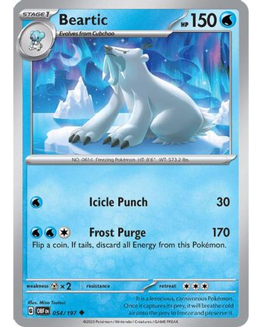 Beartic 054/197  - Reverse Holofoil SV03 Obsidian Flames - Uncommon