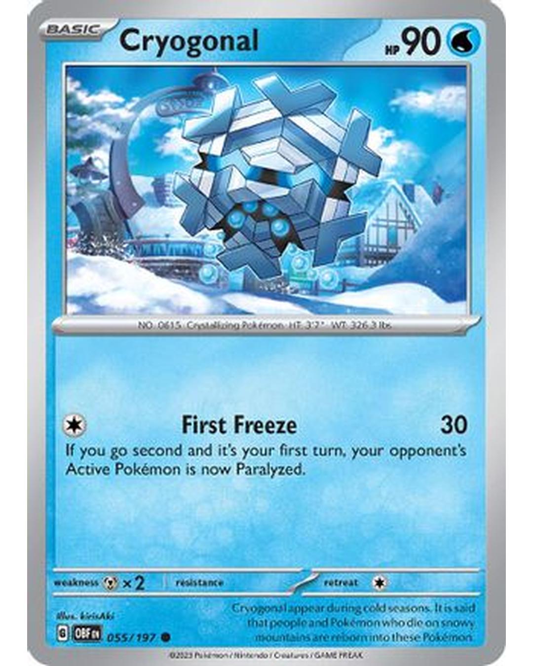 Cryogonal 055/197  - Reverse Holofoil SV03 Obsidian Flames - Common