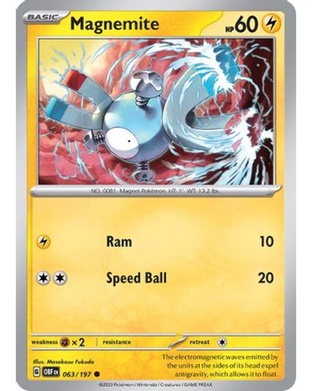 Magnemite 063/197  - Reverse Holofoil SV03 Obsidian Flames - Common