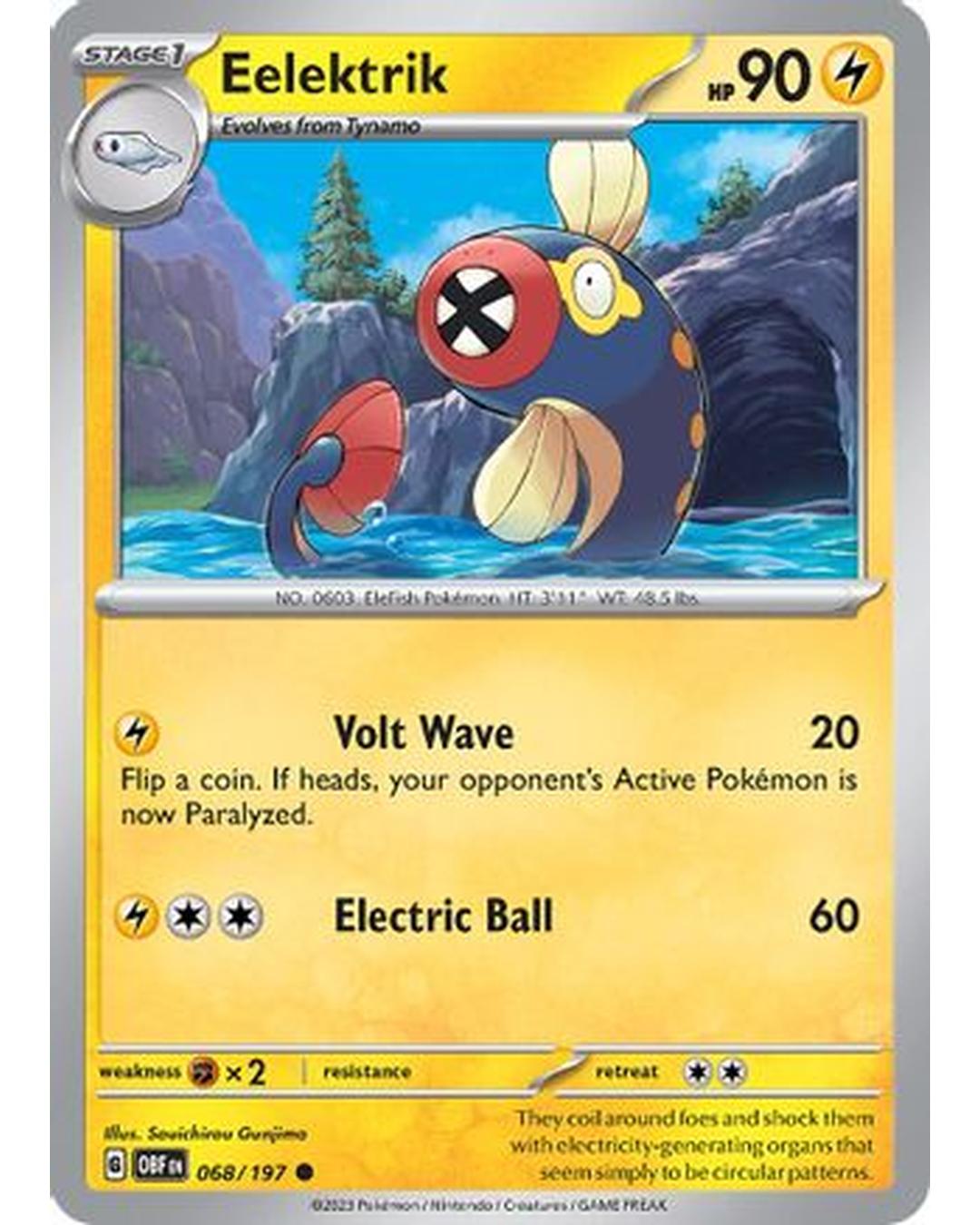 Eelektrik 068/197  - Reverse Holofoil SV03 Obsidian Flames - Common