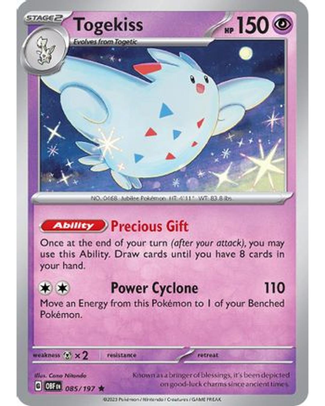 Togekiss 085/197  - Reverse Holofoil SV03 Obsidian Flames - Rare