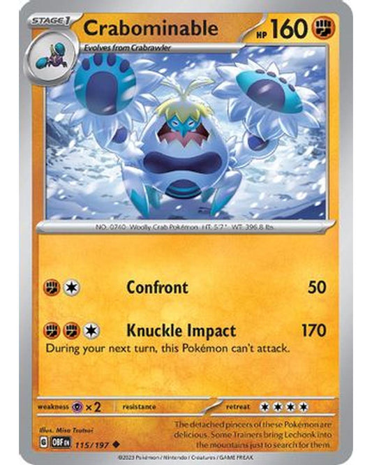 Crabominable 115/197  - Reverse Holofoil SV03 Obsidian Flames - Uncommon