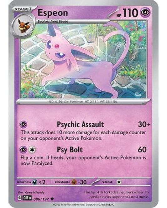 Espeon 086/197  SV03 Obsidian Flames - Uncommon