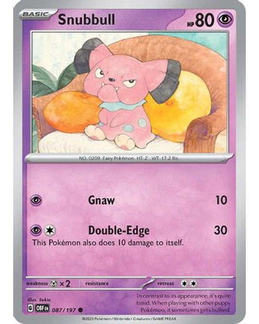 Snubbull 087/197  - Reverse Holofoil SV03 Obsidian Flames - Common