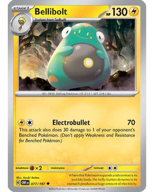 Bellibolt 077/197  - Reverse Holofoil SV03 Obsidian Flames - Uncommon