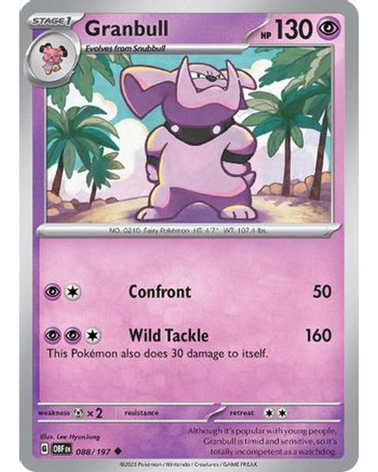 Granbull 088/197  - Reverse Holofoil SV03 Obsidian Flames - Uncommon