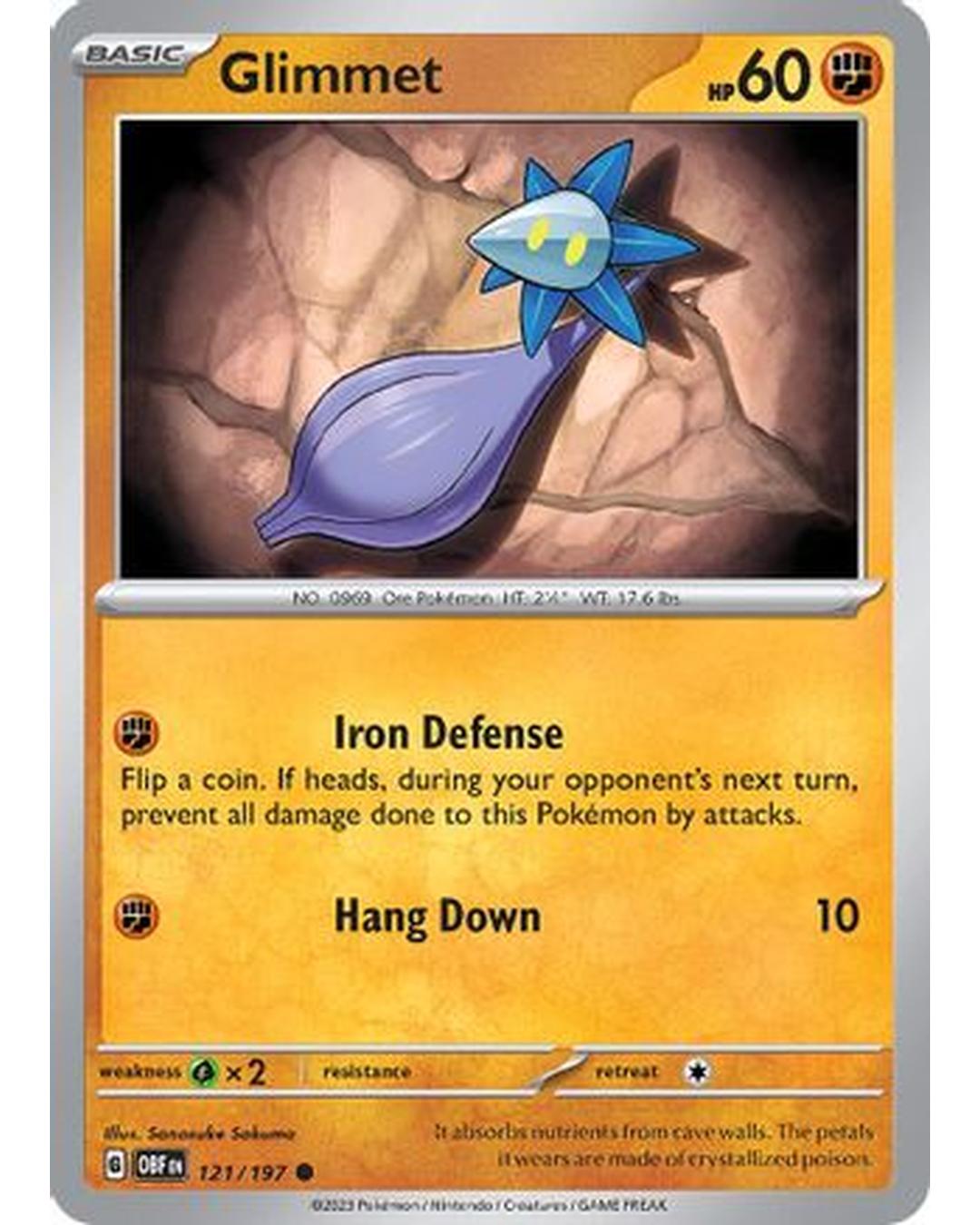 Glimmet 121/197  - Reverse Holofoil SV03 Obsidian Flames - Common