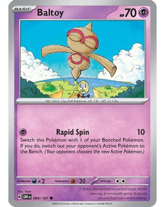 Baltoy 094/197  - Reverse Holofoil SV03 Obsidian Flames - Common